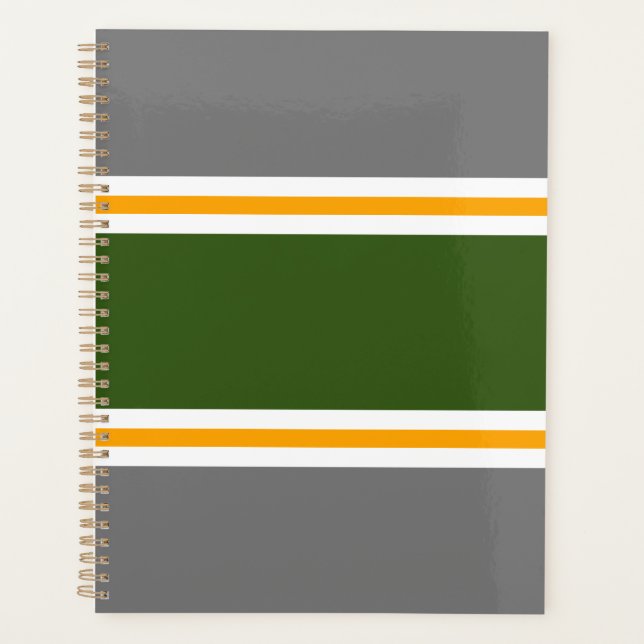 Agenda Athletic Green Gray Orange White Racing Stripes  (Anverso)