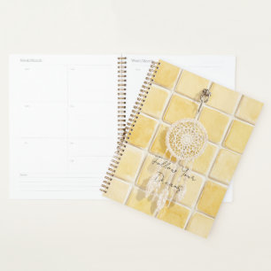 Agenda Atrapasueños de Cuadrados Amarillo Limón Crema  
