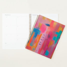 Agenda Audaz arte abstracto en rosa y azul