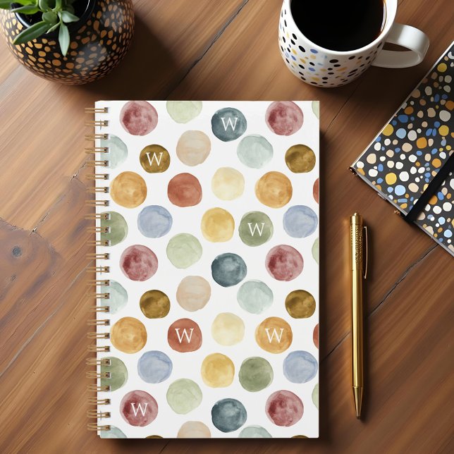 Agenda Audaz audaz acuarela moderna Polka Dot Monograma (Fun Bold Modern Watercolor Polka Dot Monogram Planner)