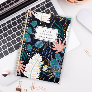 Agenda Audaz Monograma de Patrón Botánico Tropical 2024