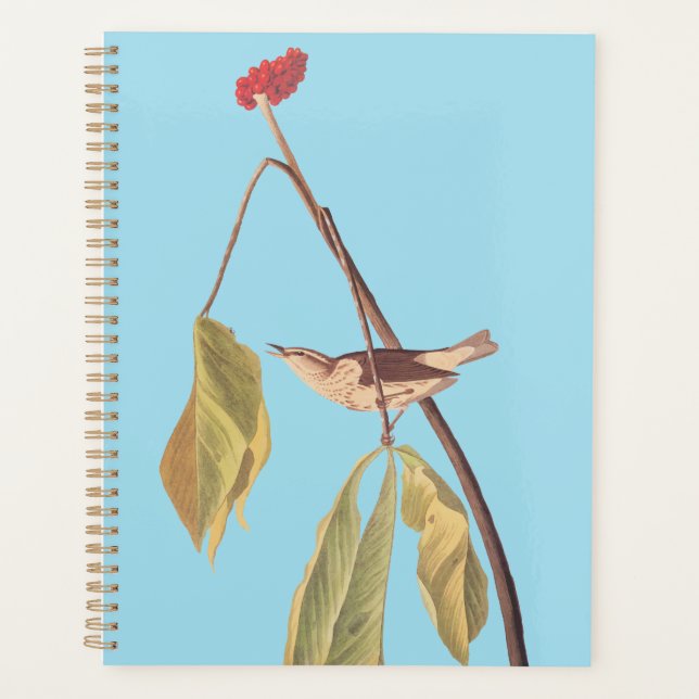 Agenda Audubon Louisiana Agua Thrush Bird con Flor (Anverso)