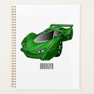 Agenda Autobús deportivo verde con ilustracion aéreo