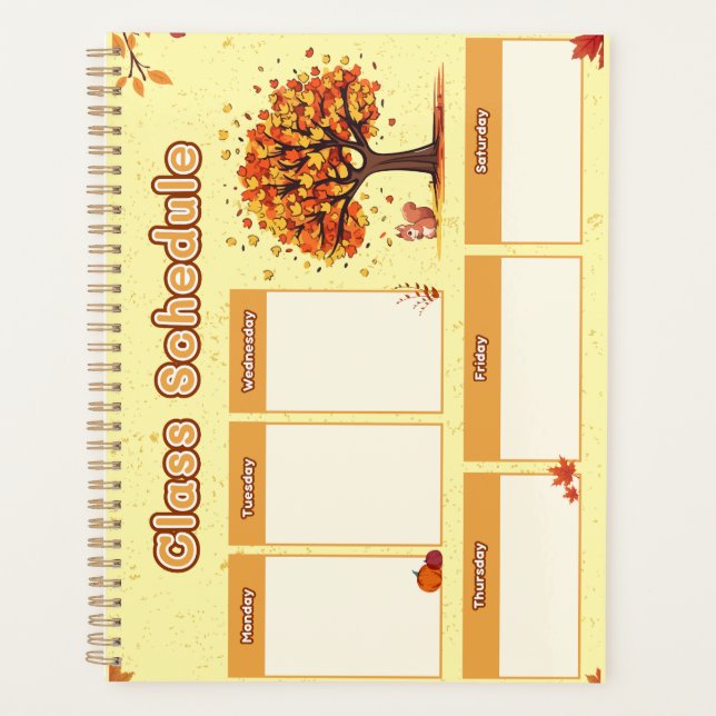 Agenda Autumn Class Schedule with Cute Fall Illustrations (Anverso)