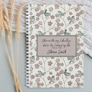 Agenda Ave con encanto de color rosa floral de inspiració