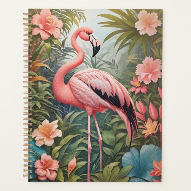Agenda Ave grandiosa rosa tropical Flamingo (Anverso)