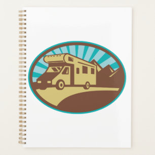 Agenda Aventura Retro RV Campervan Montaña Sol Vintage
