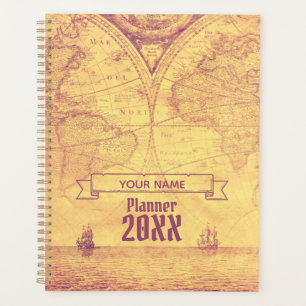 Agenda Aventurero del Mapa Mundial Antiguo Vintage