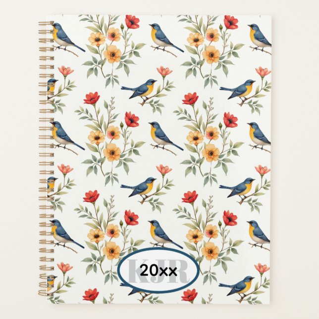Agenda Aves azules y flores (Anverso)