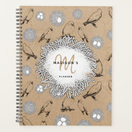Agenda Aves de época y Nest Rustic Kraft Brown