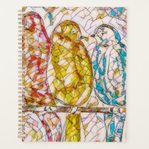 Aves Mosaicas Sentadas En El Planador De La Rama