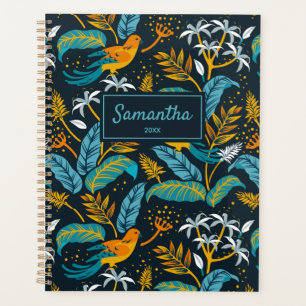 Agenda Aves tropicales y patrón natural, amarillo y azul