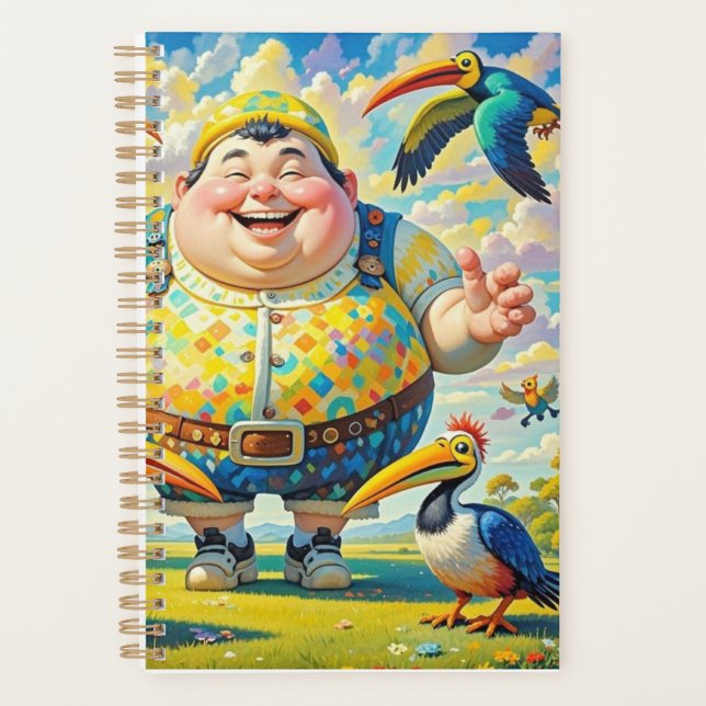 Agenda Aves volando alrededor de un hombre feliz (Anverso)