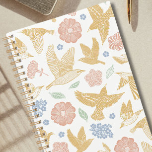 Agenda Aves y Florales Dibujados a Mano Semanalmente