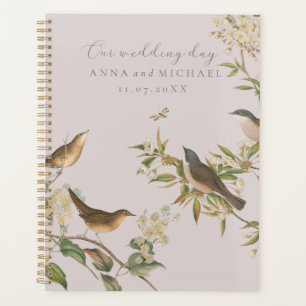 Agenda Aves y hojas, boda rosa romántico