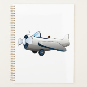 Agenda Avión de hélice de dibujos animados blancos estilo