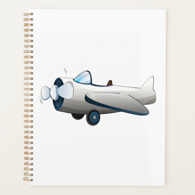 Agenda Avión de hélice de dibujos animados blancos estilo (Anverso)
