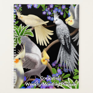 Agenda Avión mensual semanal de Cockatiels in Forget Me