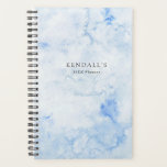 Agenda Azul acuarela elegante<br><div class="desc">Elegante planificador con su nombre y descripción sobre un fondo de color azul a mano.</div>
