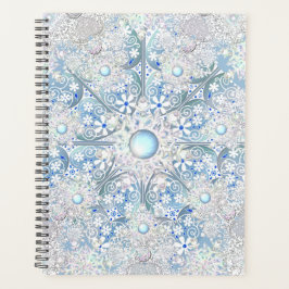 Agenda Azul de encaje cerámico y copo de nieve
