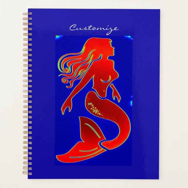 Agenda azul de sirena de anclaje rojo personalizado (Anverso)