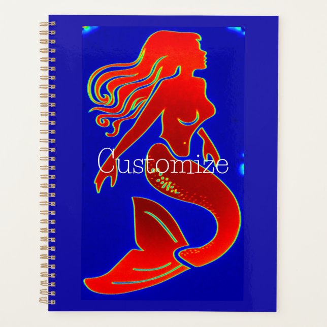 Agenda azul de sirena de pinza roja (Anverso)