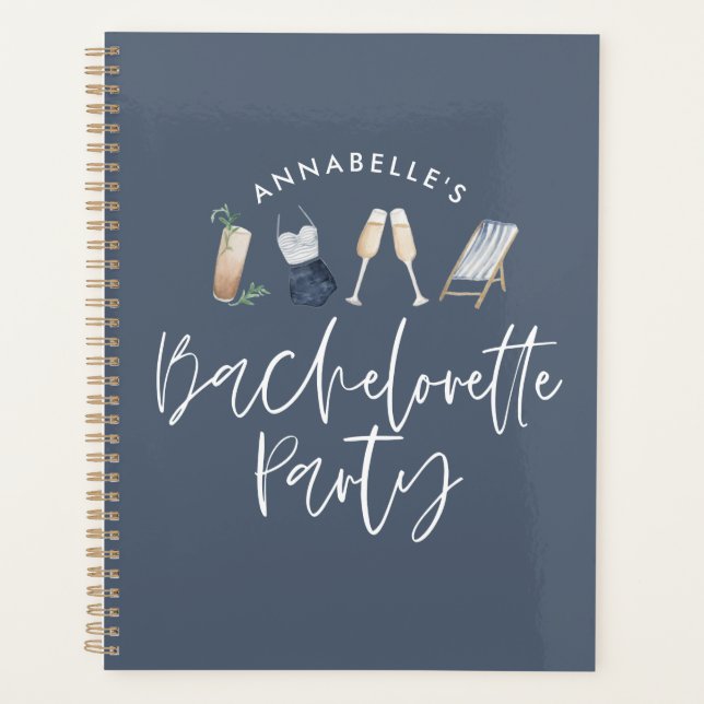 Agenda azul girly summery bebidas modernas ducha de novia (Anverso)