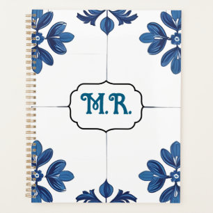 Agenda Azul Índigo Azulejo Portugués Lisboa Decorativo