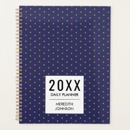 Agenda Azul Marino Amarillo Dorado Lunares Diario