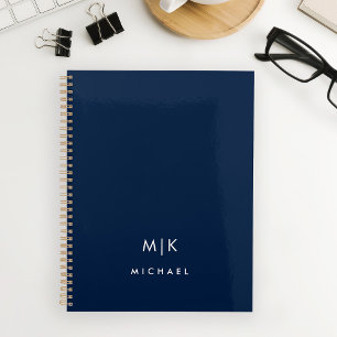 Agenda Azul marino y blanco   Monograma moderno