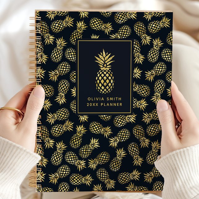 Agenda Azul marino y piña dorada | Personalizado (Subido por el creador)