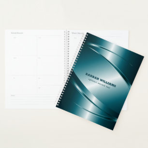 Agenda Azul metálico apagado diseño geométrico dinámico