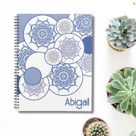 Agenda Azul moderno de moda, blanco patrón Mandala Boho Z