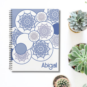 Agenda Azul moderno de moda, blanco patrón Mandala Boho Z
