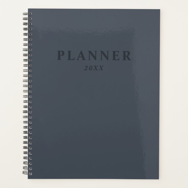 Agenda azul mudo, azul ceniza personalizado Planner (Anverso)
