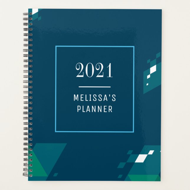 Agenda Azul personalizado 2021 elegante moderno (Anverso)