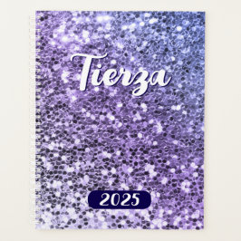 Agenda Azul Púrpura Ombre Glitter Personalizado 2025