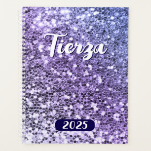 Agenda Azul Púrpura Ombre Glitter Personalizado 2025