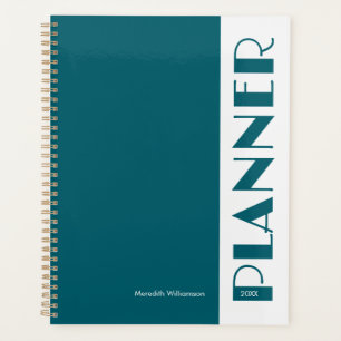 Agenda Azul Turquesa Personalizado con Raya Retro Vintage