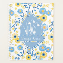 Agenda Azul y Amarillo Laurentian Floral Nombre Personali