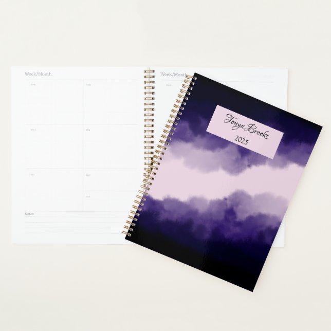 Agenda Azul y morado Moderno acuarela Art Moody Nubes (Demostración)