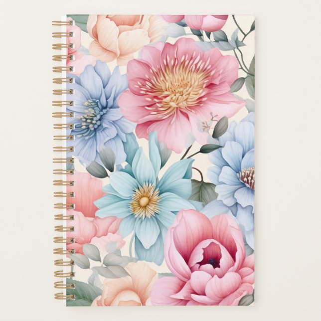 Agenda Azul y Rosa Floral (Anverso)