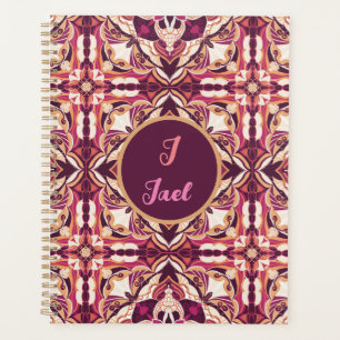 Agenda Azulejo color de agua rojo español personalizado