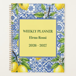 Agenda Azulejo Siciliano & Limón Personalizado Regreso a