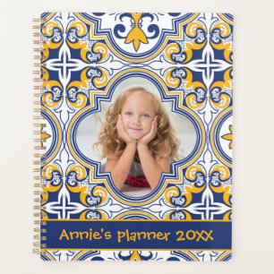Agenda Azulejos azules y amarillos, foto personalizado 