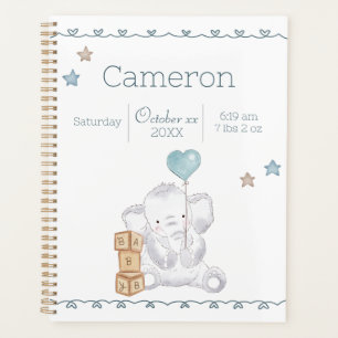 Agenda Baby Boy Elephant Nombre personalizado y detalles