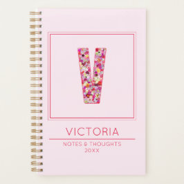 Agenda Baby Pink Monogram Initial Name Letter V