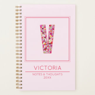 Agenda Baby Pink Monogram Initial Name Letter V
