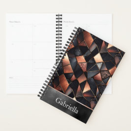 Agenda Baldosas de oro de Rosa negro