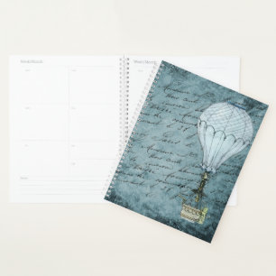 Agenda Balón de aire caliente Steampunk Escritura a mano